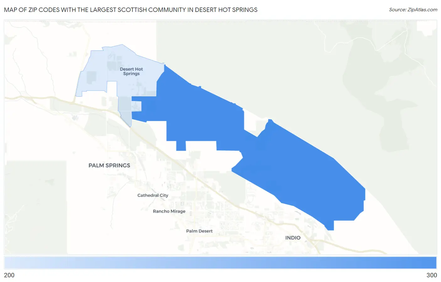 Zip Codes with the Largest Scottish Community in Desert Hot Springs Map