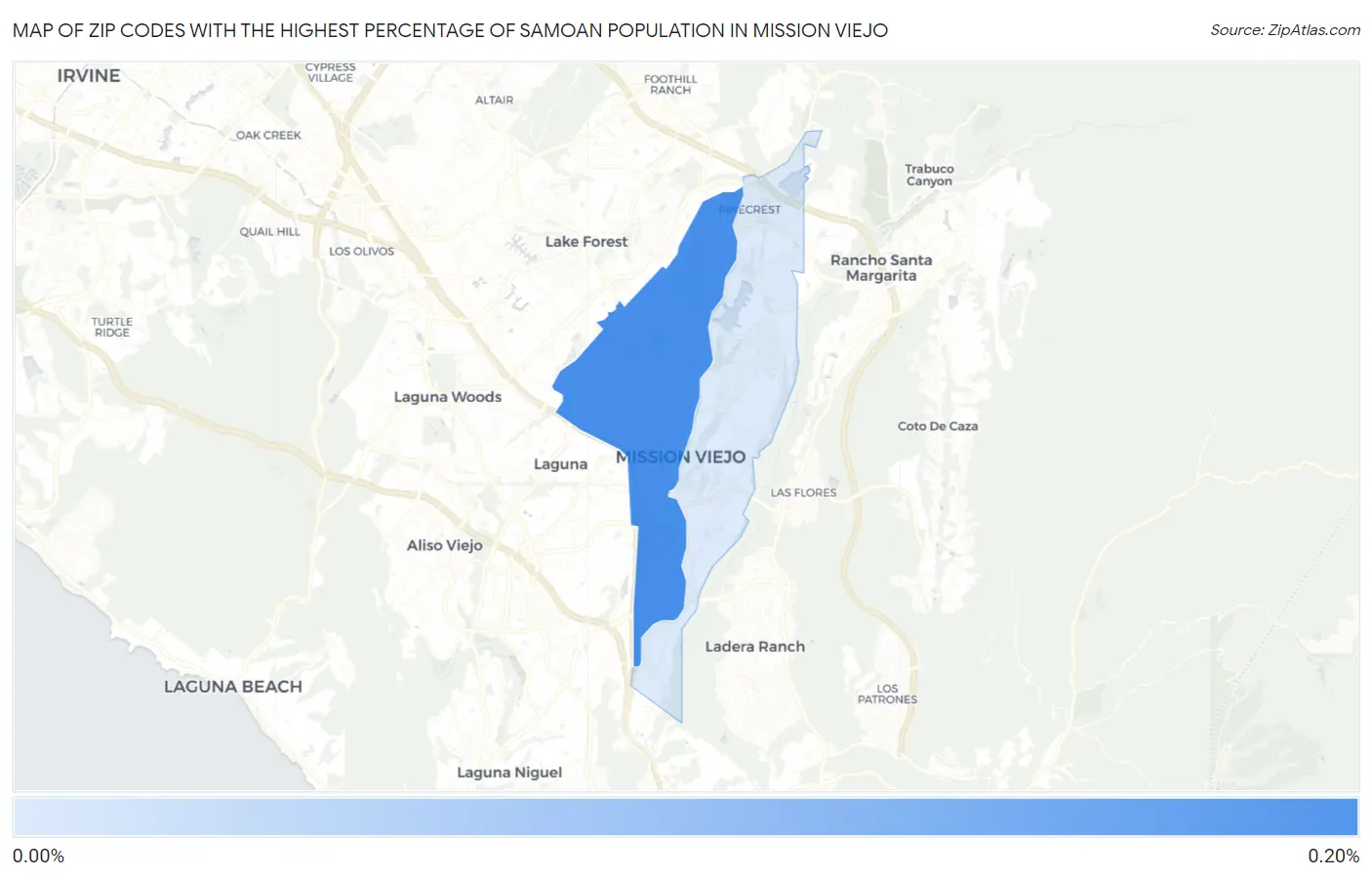 Zip Codes with the Highest Percentage of Samoan Population in Mission Viejo Map