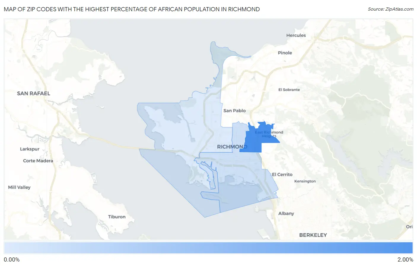 Zip Codes with the Highest Percentage of African Population in Richmond Map