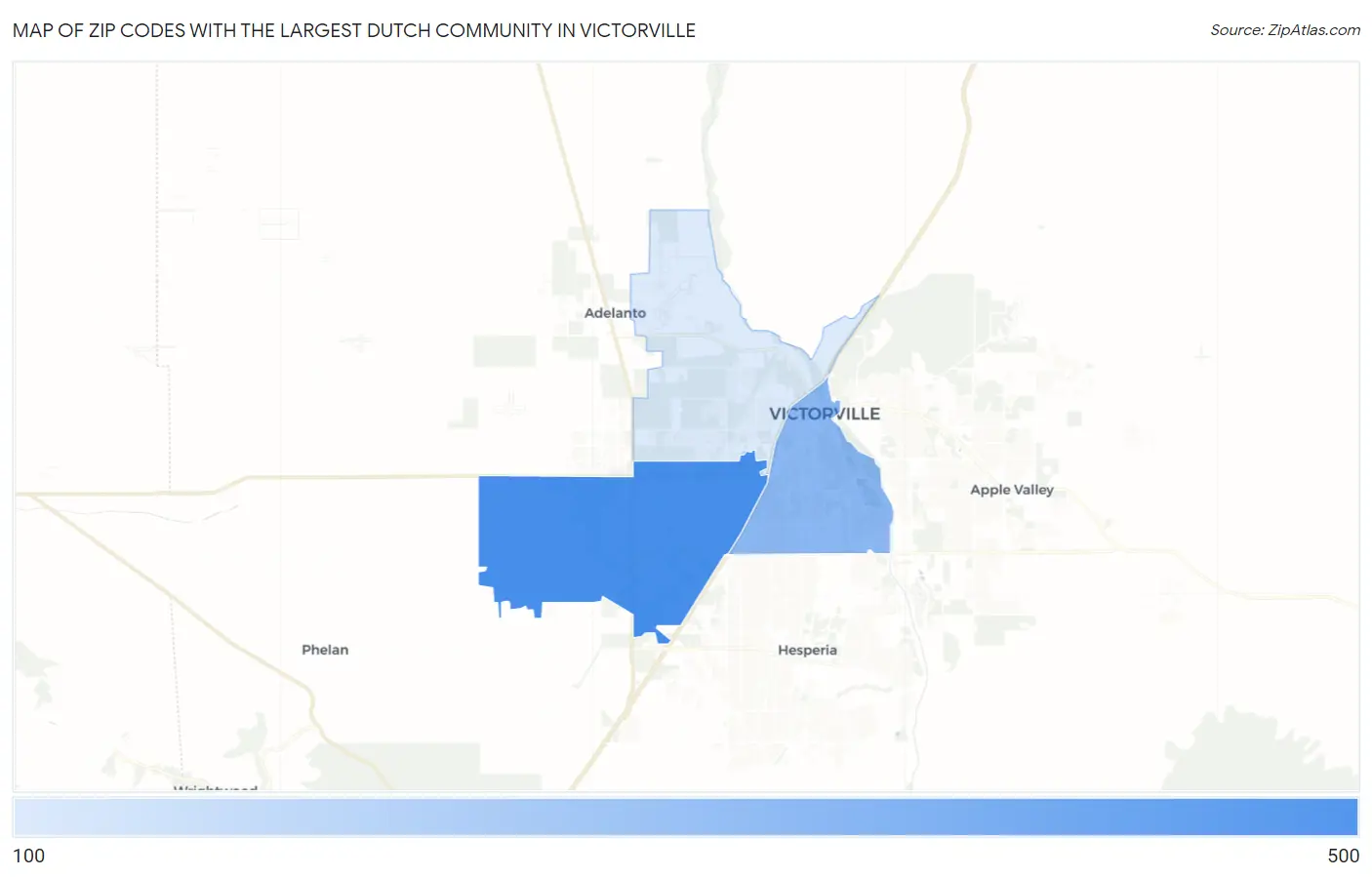 Zip Codes with the Largest Dutch Community in Victorville Map