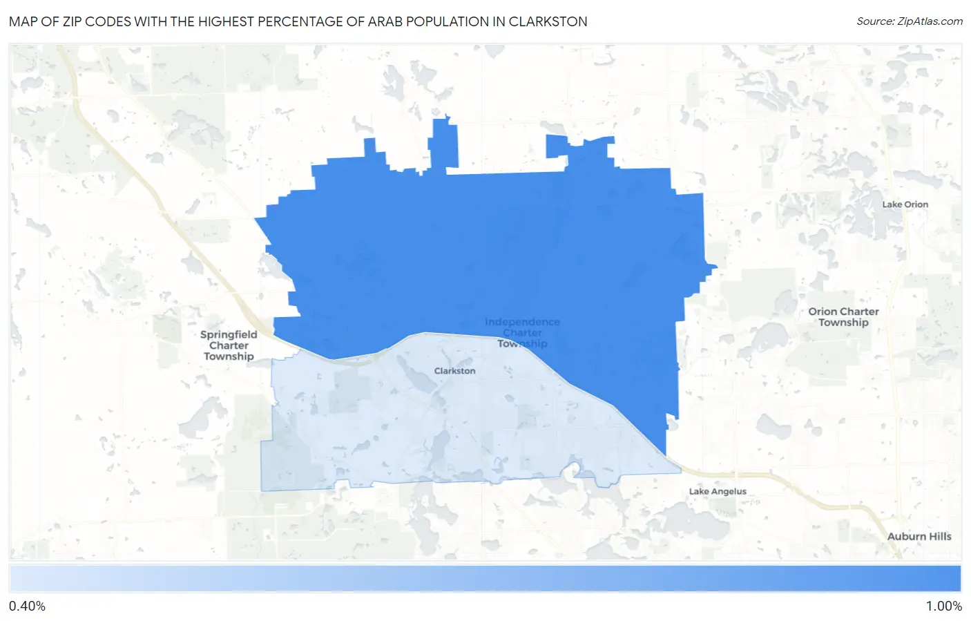 Zip Codes with the Highest Percentage of Arab Population in Clarkston Map