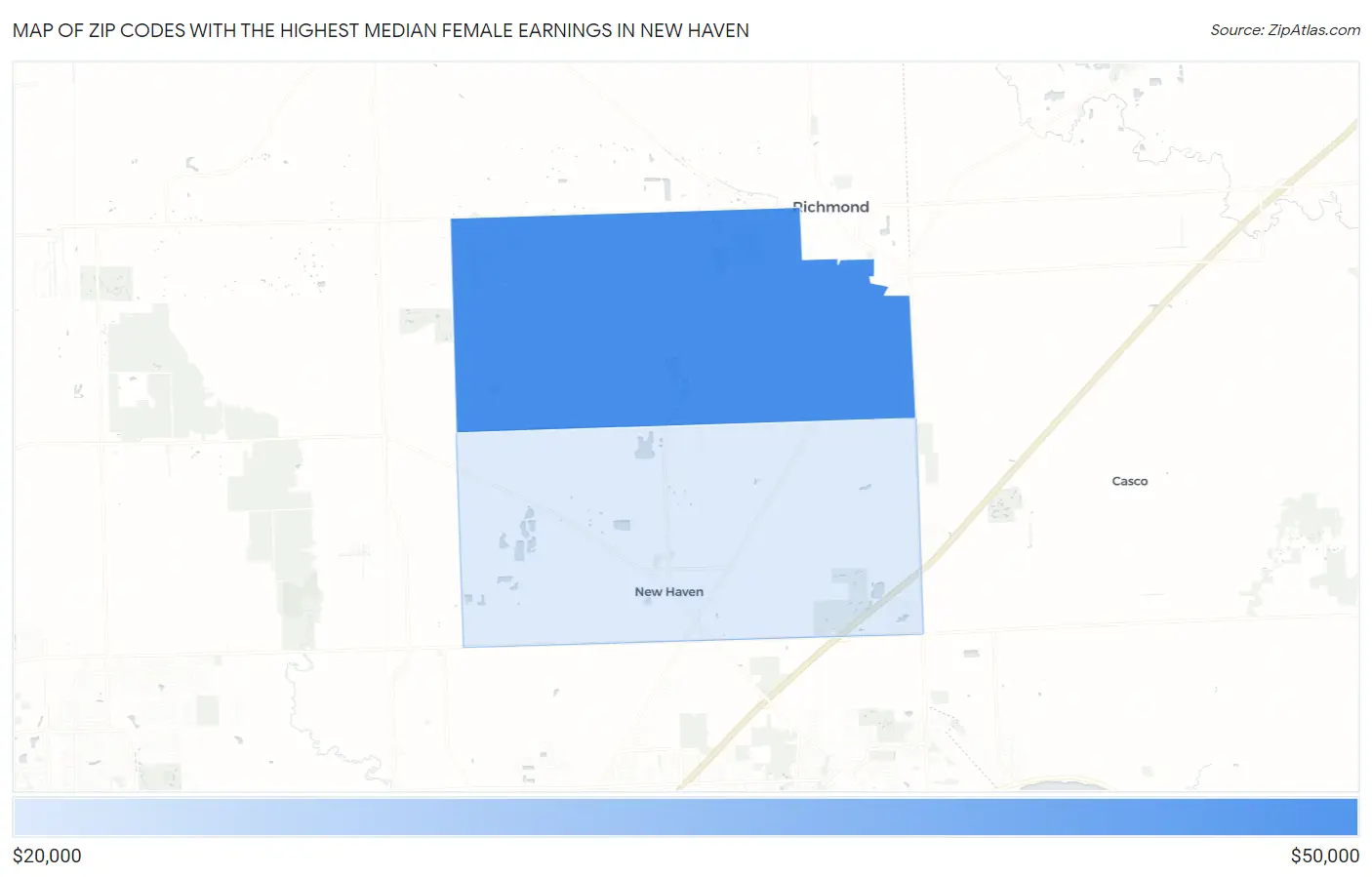 Zip Codes with the Highest Median Female Earnings in New Haven Map