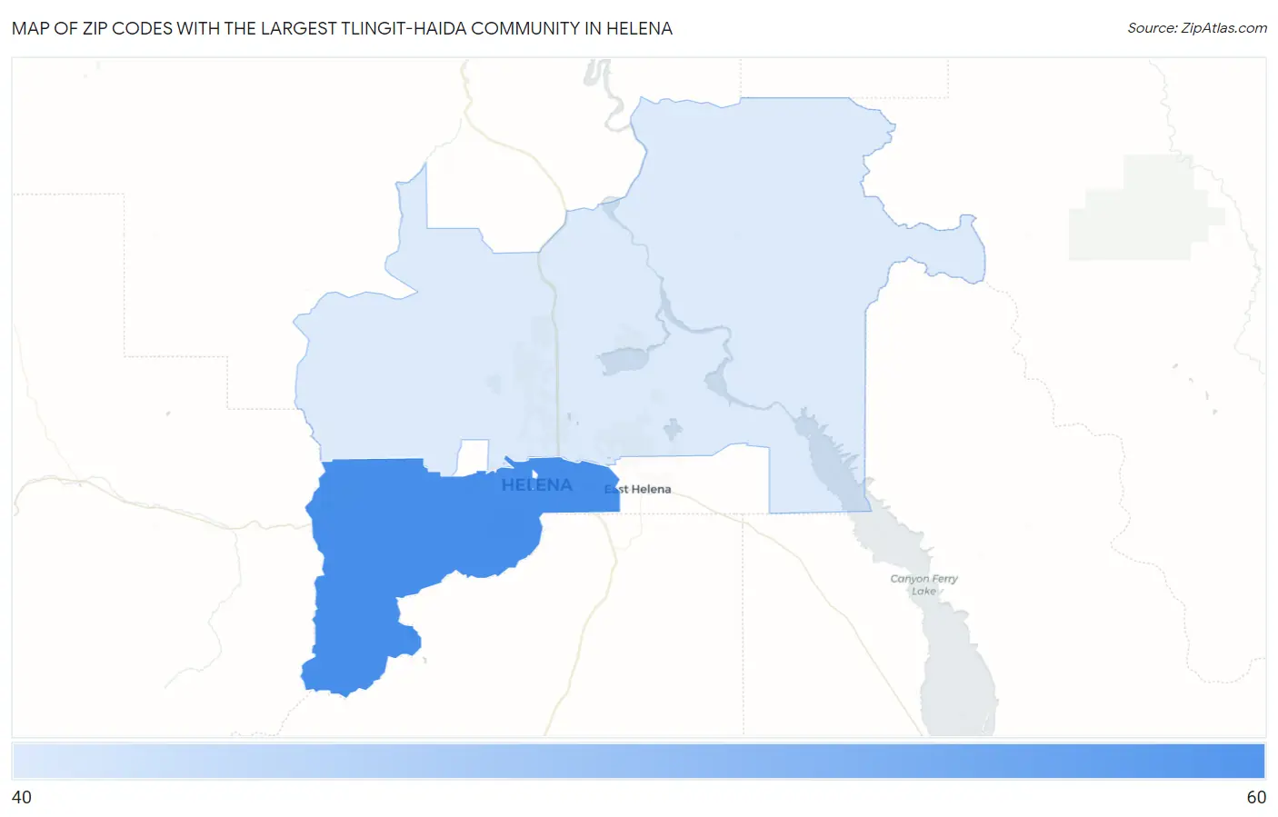 Zip Codes with the Largest Tlingit-Haida Community in Helena Map