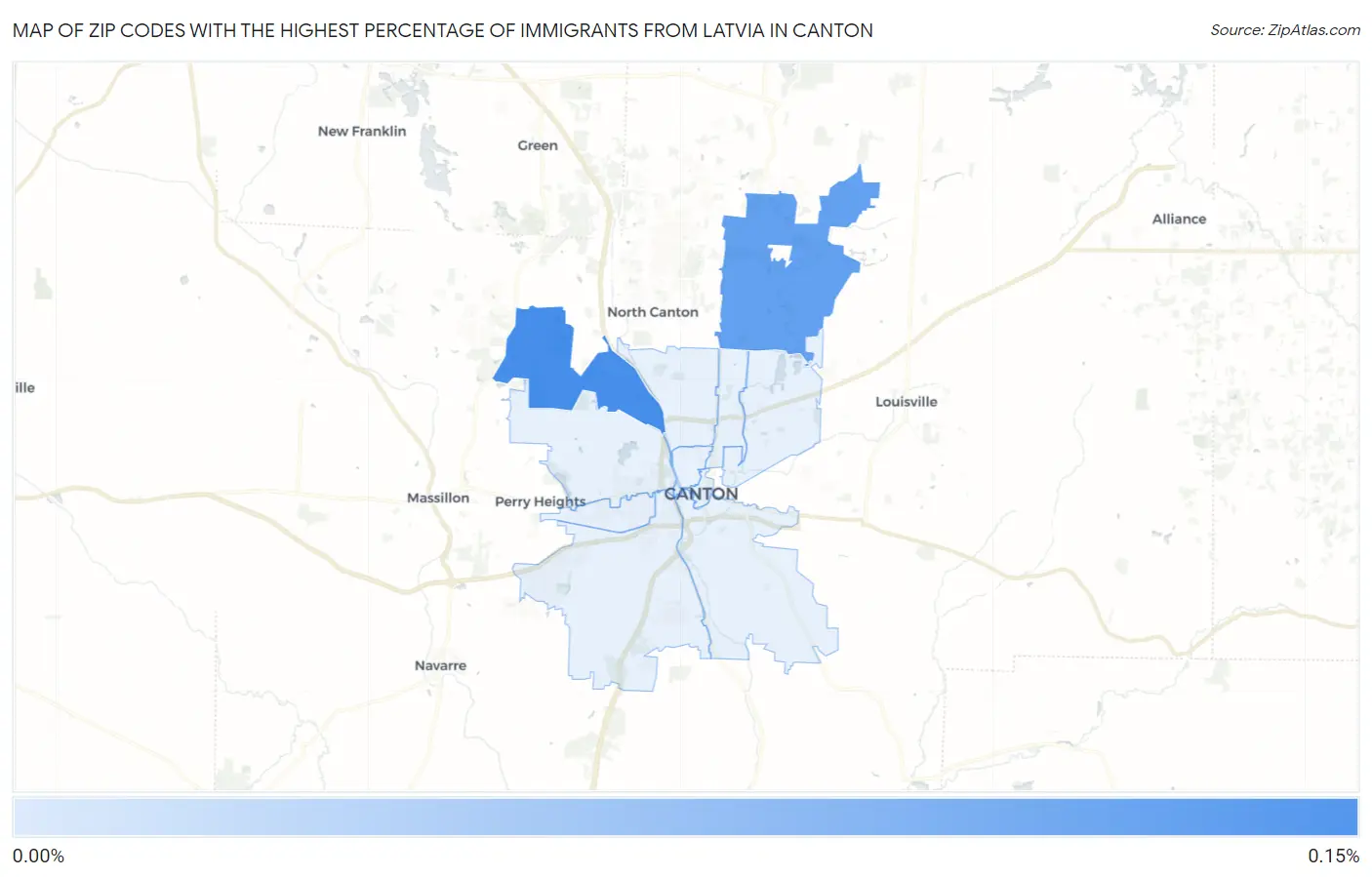 Zip Codes with the Highest Percentage of Immigrants from Latvia in Canton Map