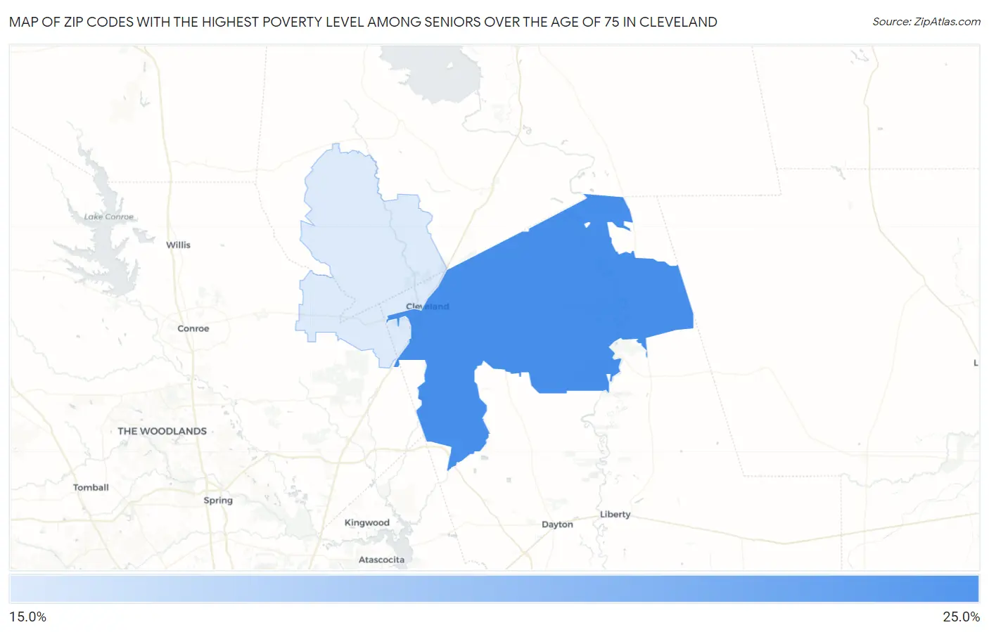 Zip Codes with the Highest Poverty Level Among Seniors Over the Age of 75 in Cleveland Map