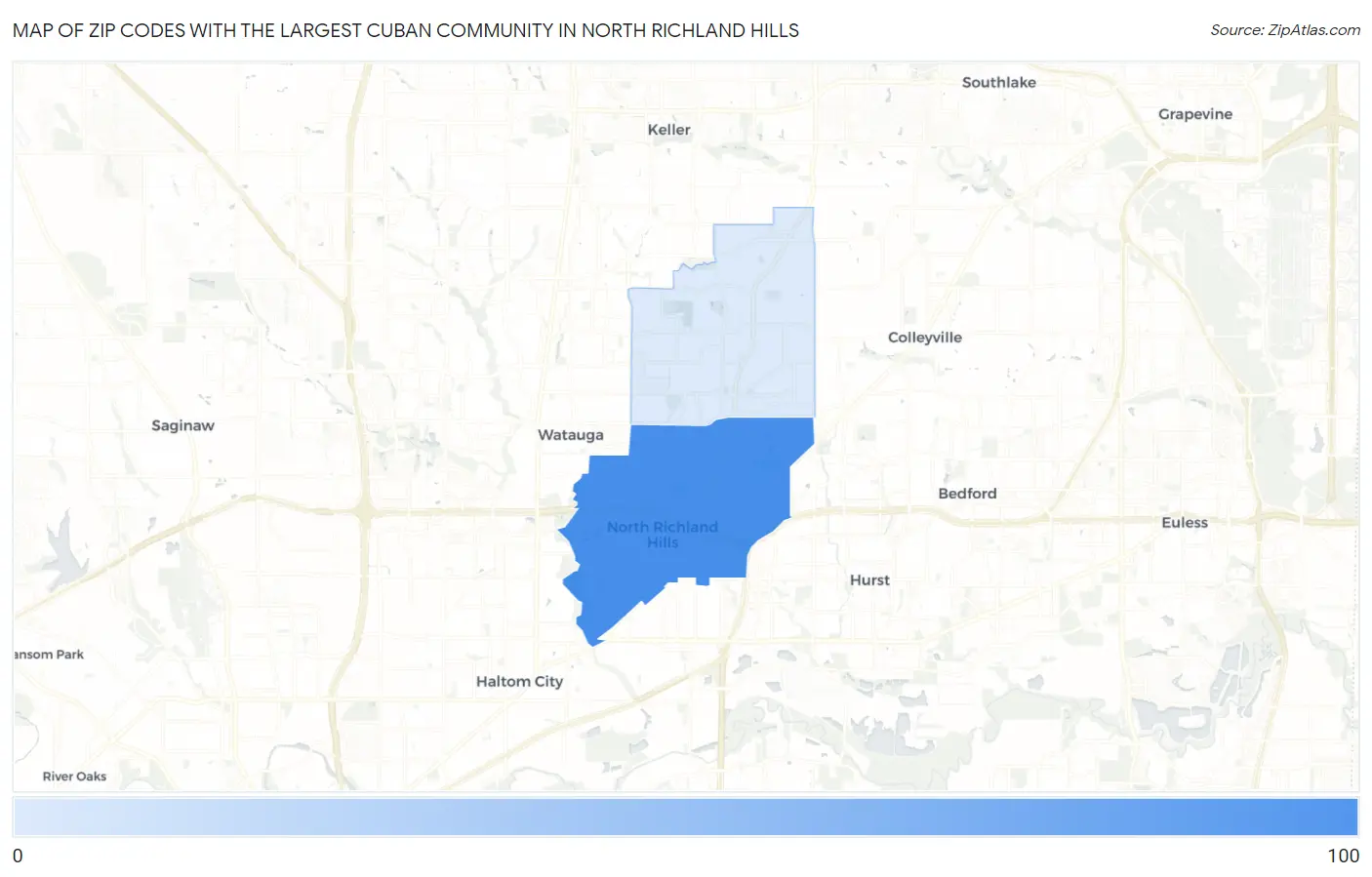 Zip Codes with the Largest Cuban Community in North Richland Hills Map