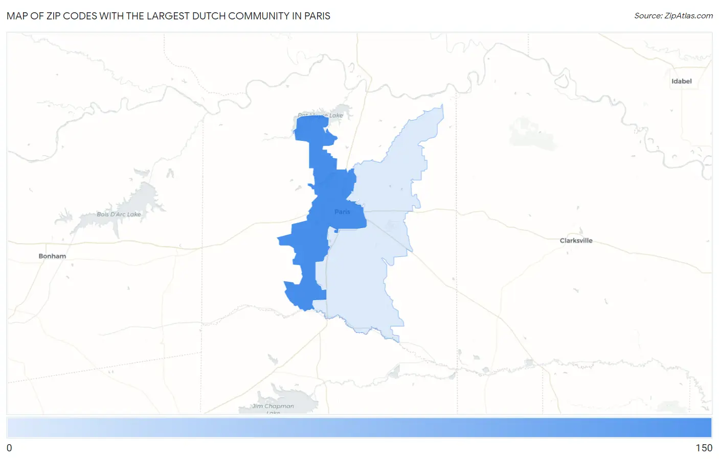 Zip Codes with the Largest Dutch Community in Paris Map