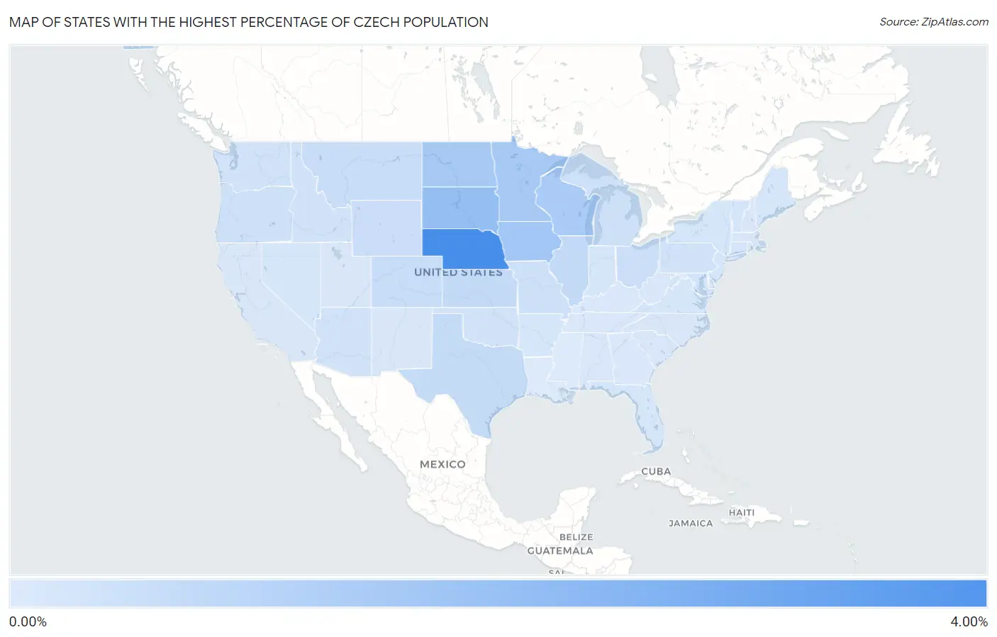 States with the Highest Percentage of Czech Population in the United States Map