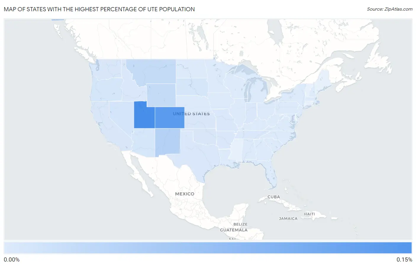 States with the Highest Percentage of Ute Population in the United States Map