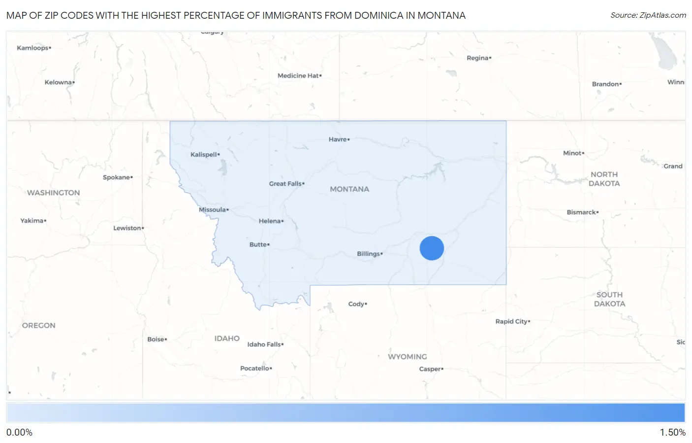 Zip Codes with the Highest Percentage of Immigrants from Dominica in Montana Map