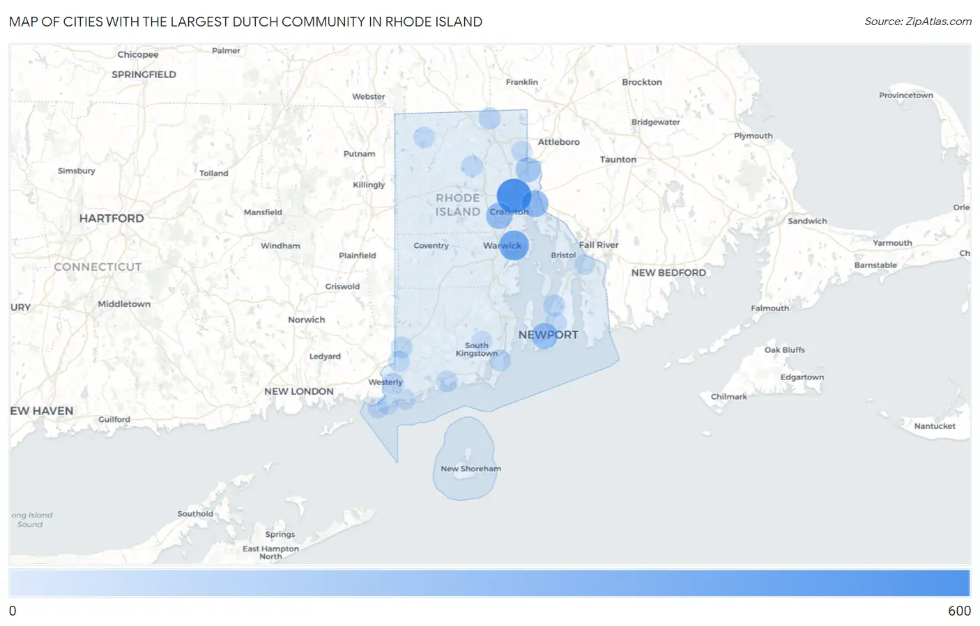 Cities with the Largest Dutch Community in Rhode Island Map