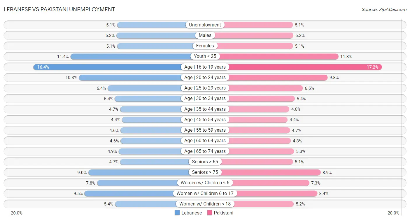 Lebanese vs Pakistani Unemployment