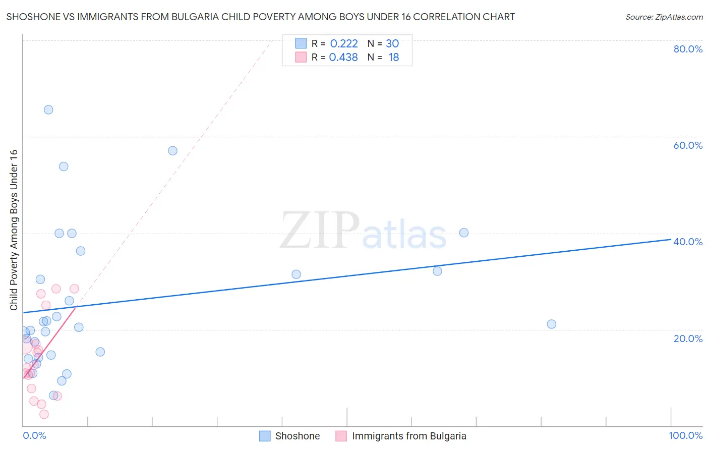 Shoshone vs Immigrants from Bulgaria Child Poverty Among Boys Under 16