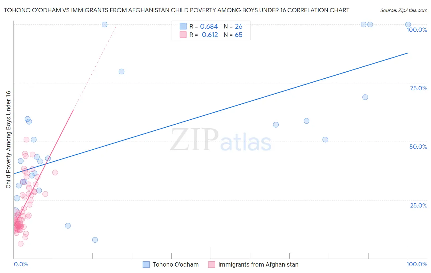 Tohono O'odham vs Immigrants from Afghanistan Child Poverty Among Boys Under 16