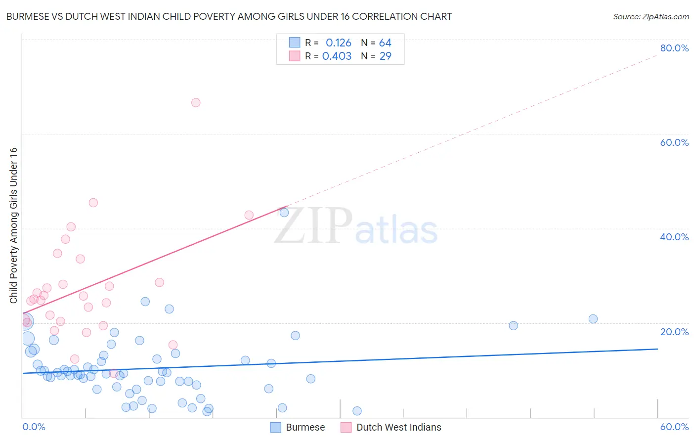 Burmese vs Dutch West Indian Child Poverty Among Girls Under 16