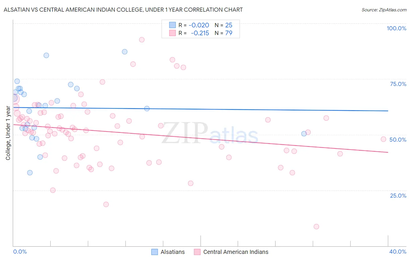 Alsatian vs Central American Indian College, Under 1 year