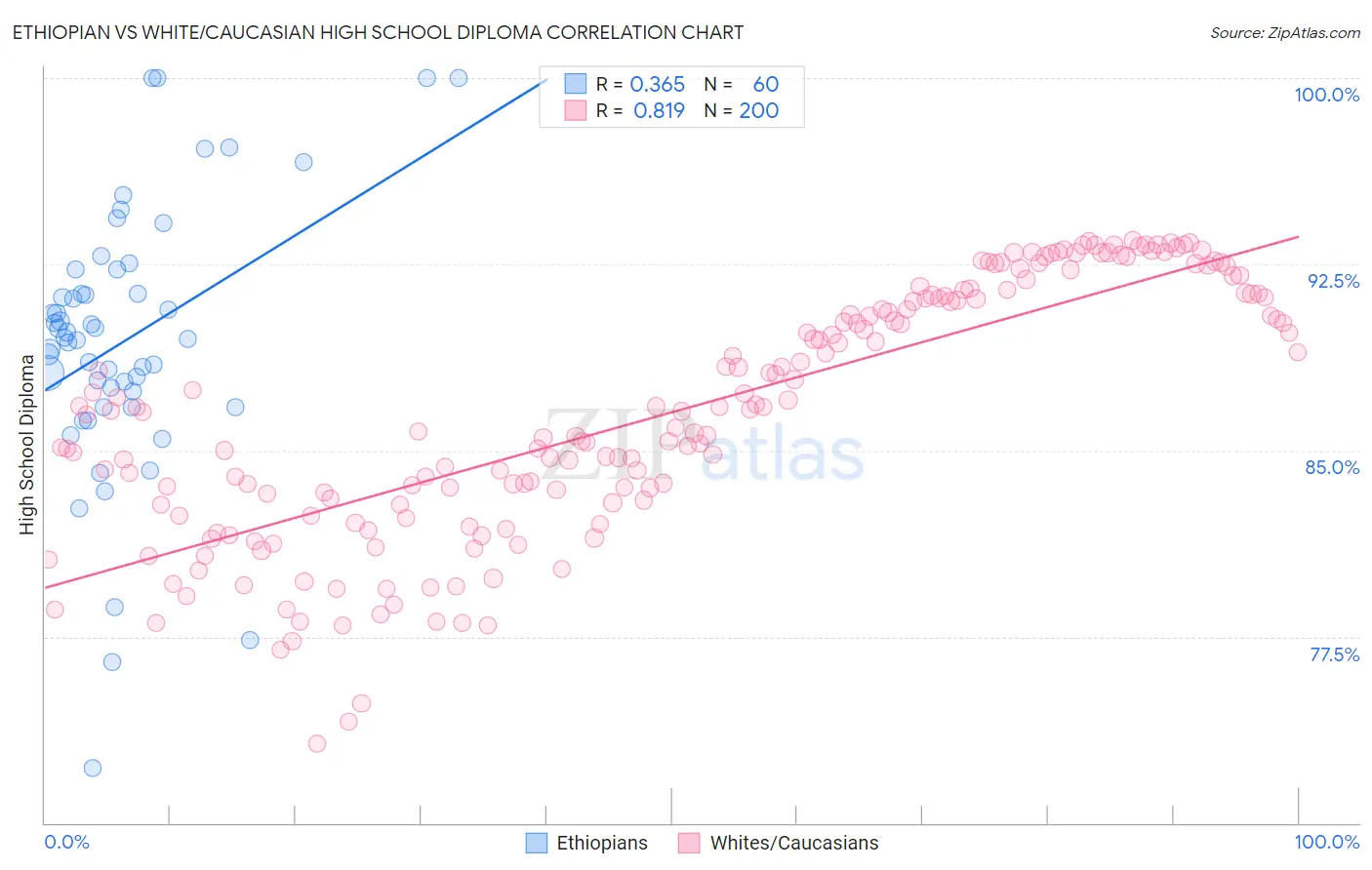 Ethiopian vs White/Caucasian High School Diploma