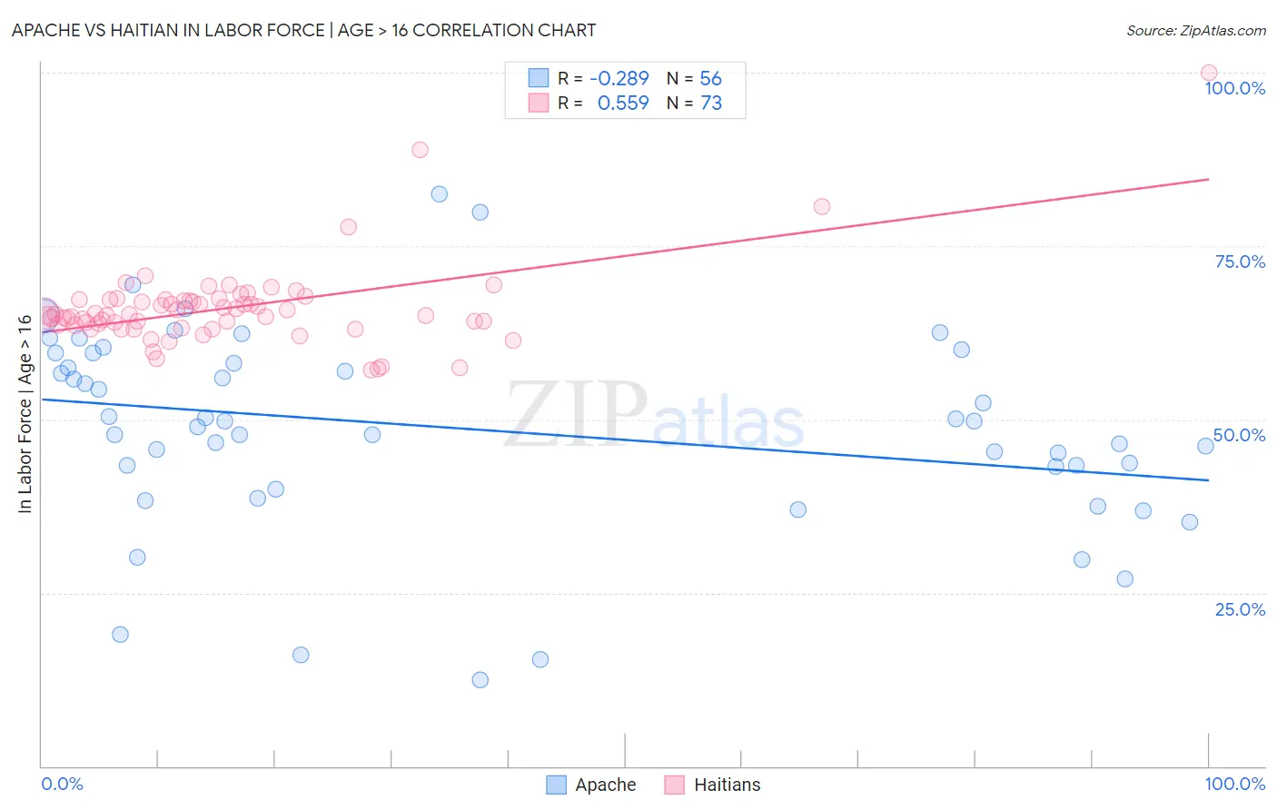 Apache vs Haitian In Labor Force | Age > 16