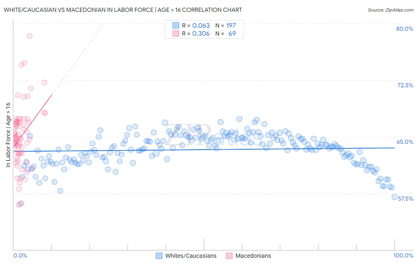 White/Caucasian vs Macedonian In Labor Force | Age > 16