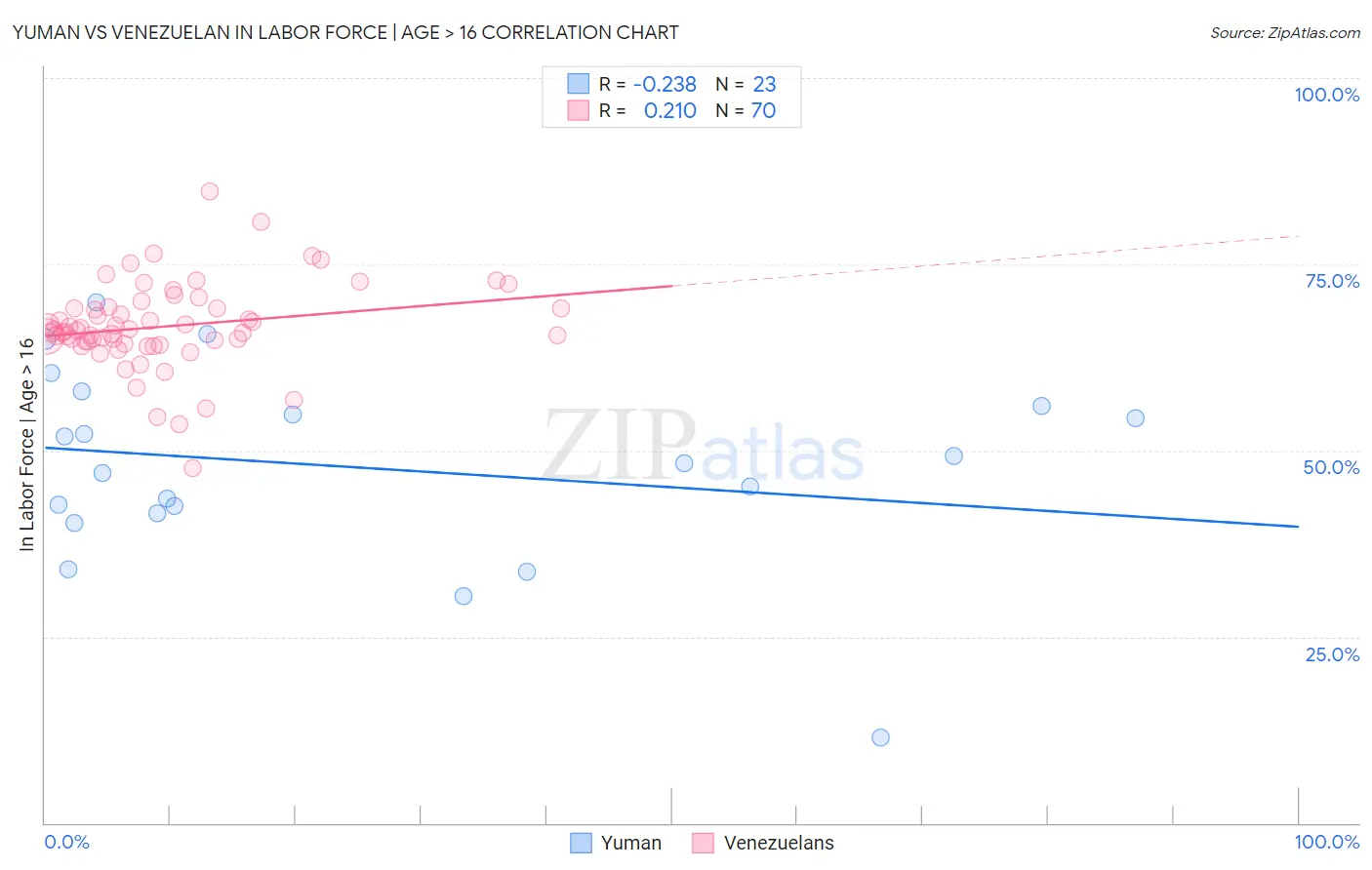 Yuman vs Venezuelan In Labor Force | Age > 16