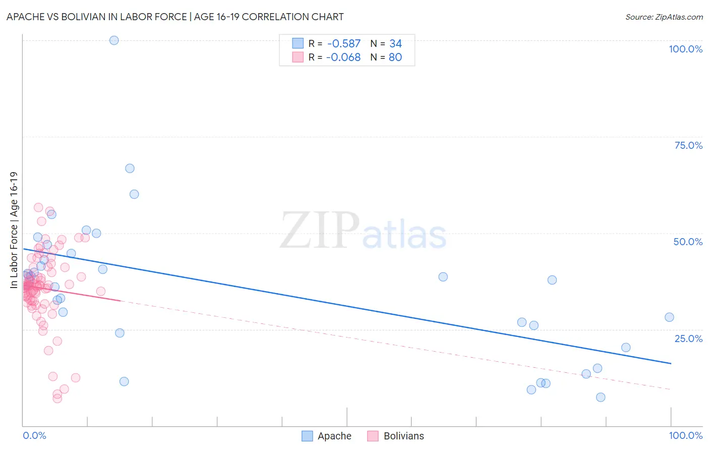 Apache vs Bolivian In Labor Force | Age 16-19