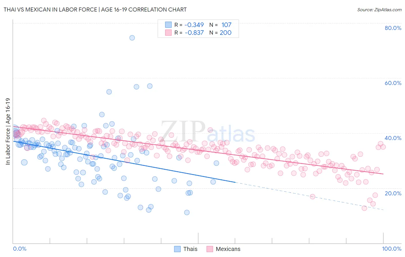 Thai vs Mexican In Labor Force | Age 16-19