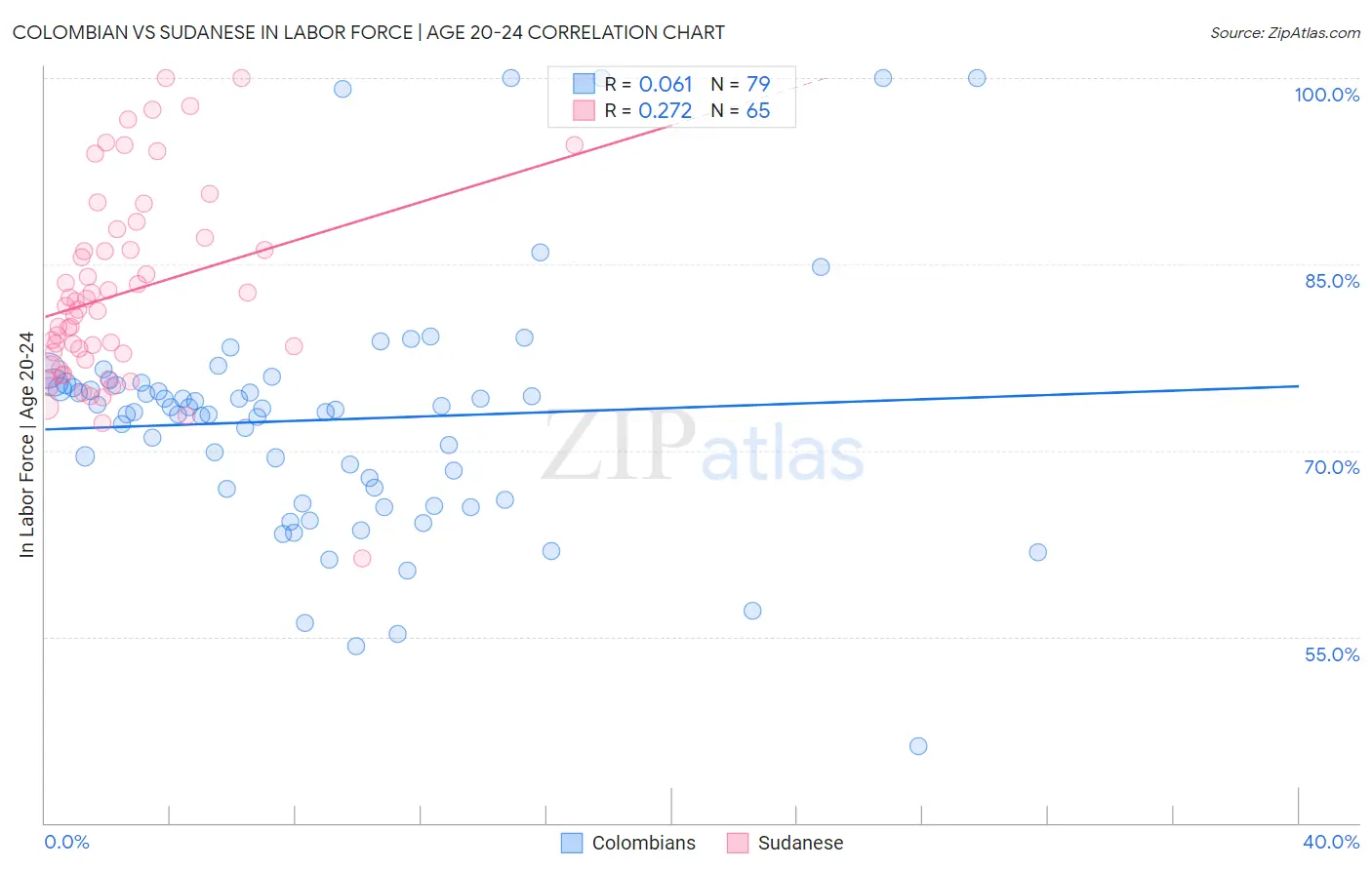 Colombian vs Sudanese In Labor Force | Age 20-24