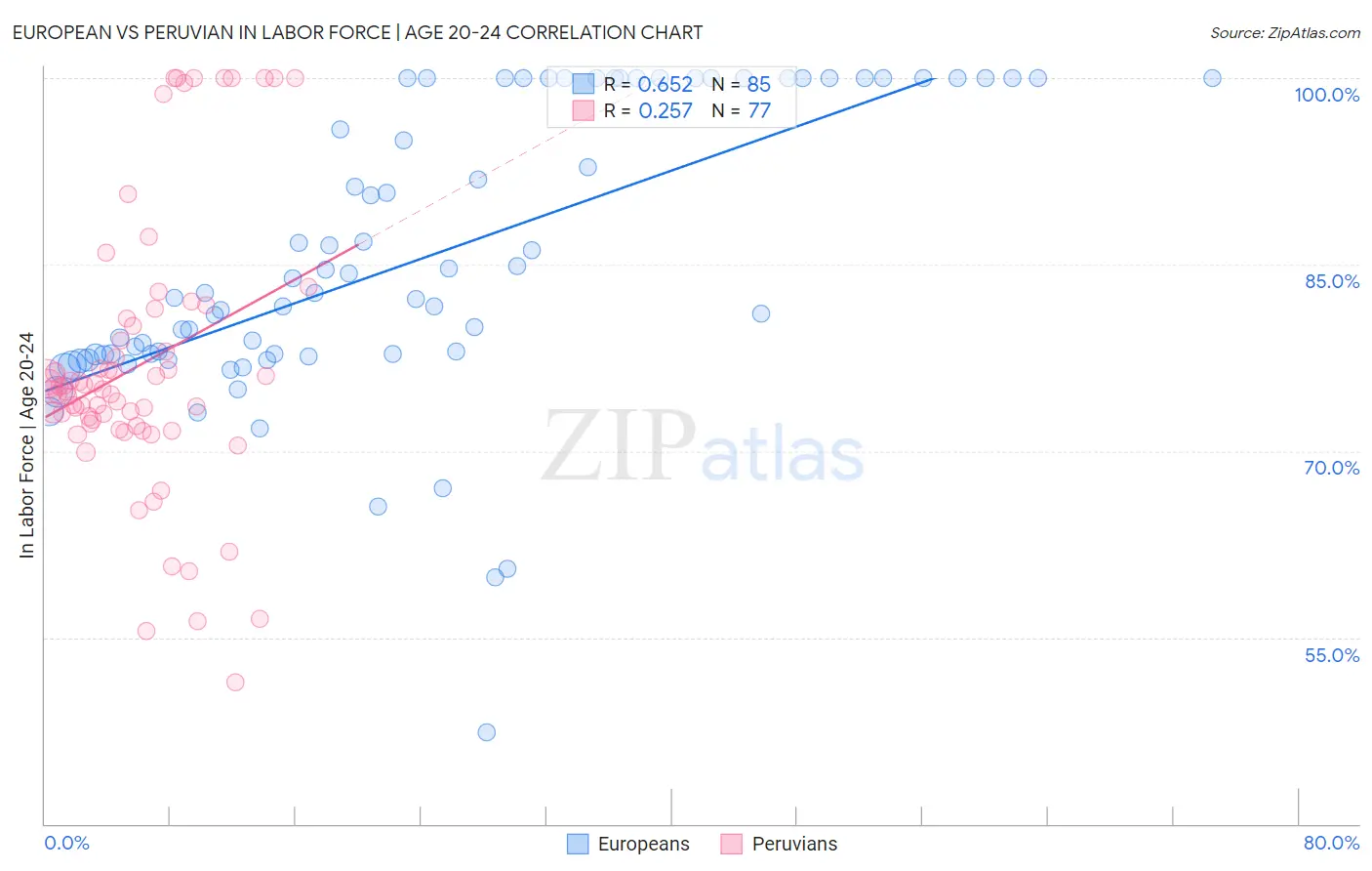 European vs Peruvian In Labor Force | Age 20-24