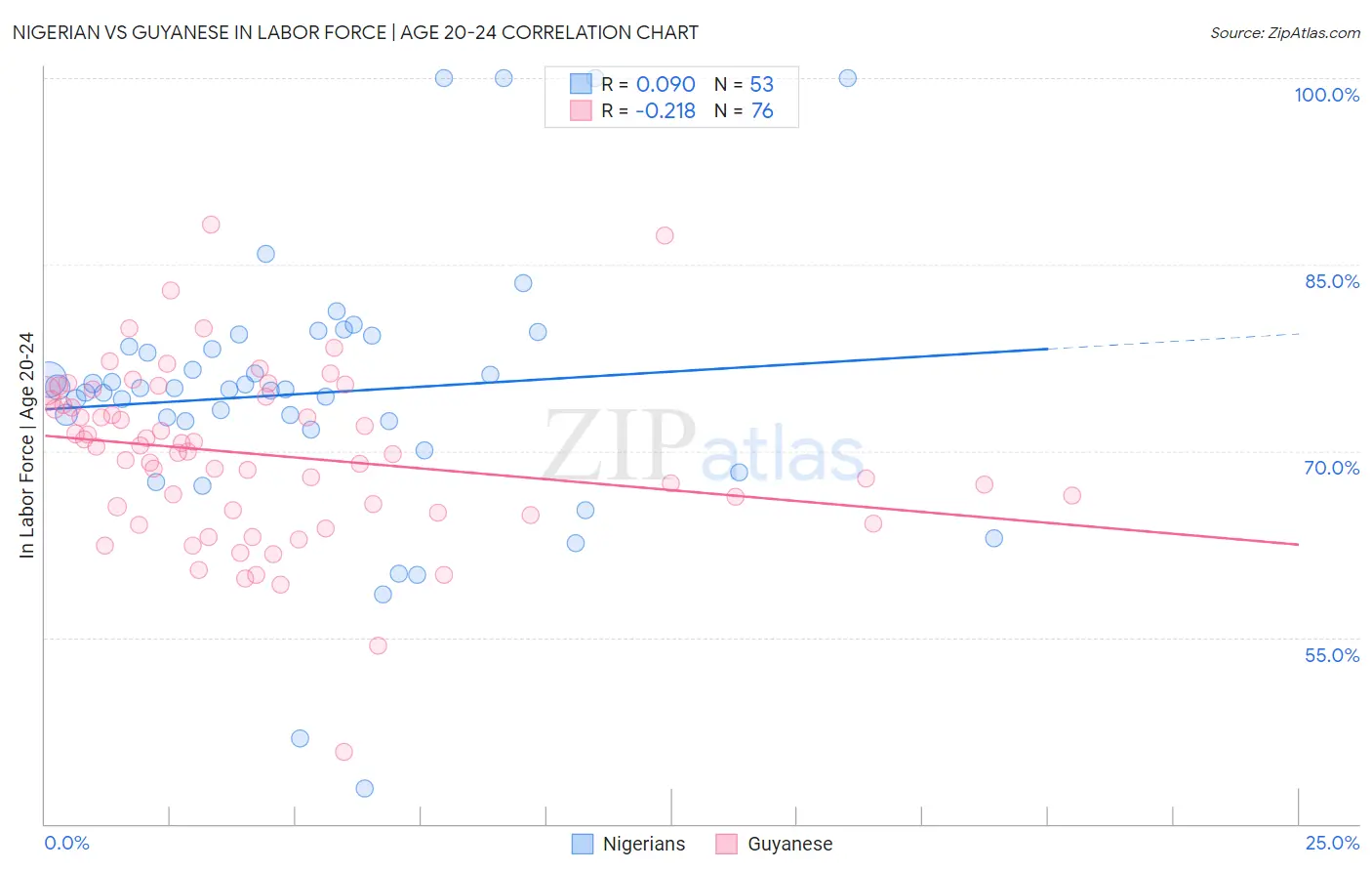 Nigerian vs Guyanese In Labor Force | Age 20-24