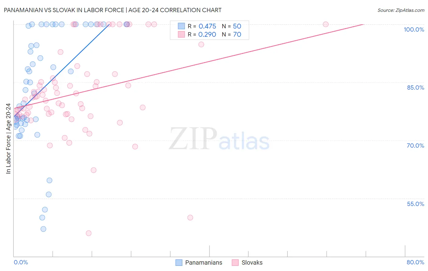 Panamanian vs Slovak In Labor Force | Age 20-24