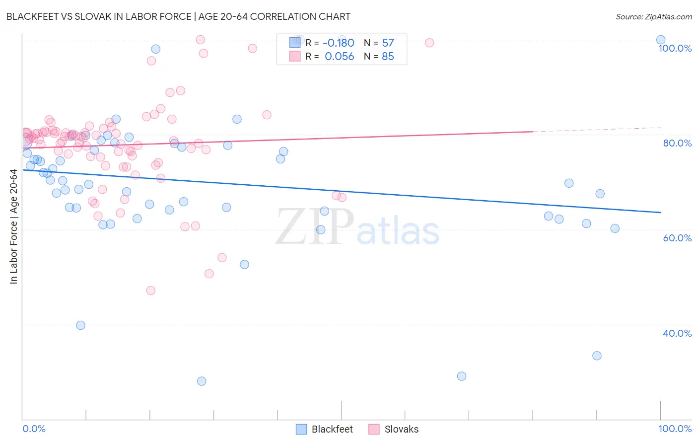 Blackfeet vs Slovak In Labor Force | Age 20-64