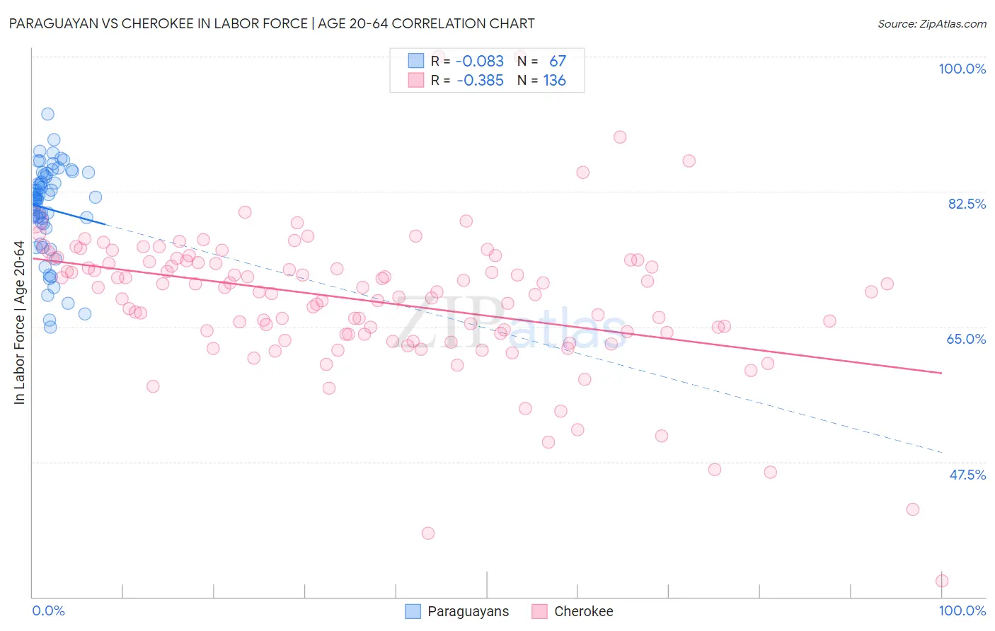 Paraguayan vs Cherokee In Labor Force | Age 20-64