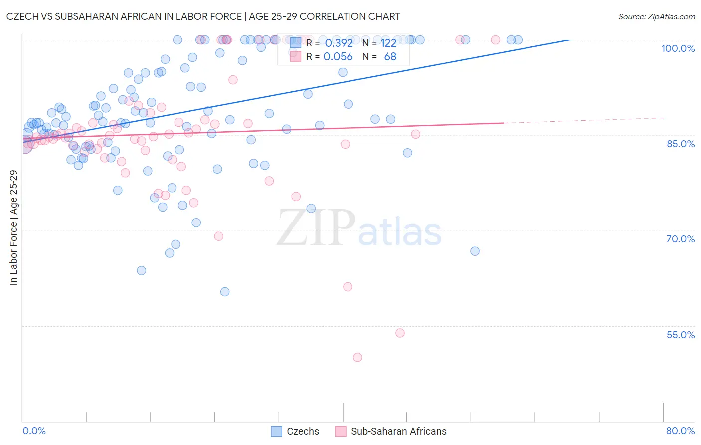 Czech vs Subsaharan African In Labor Force | Age 25-29