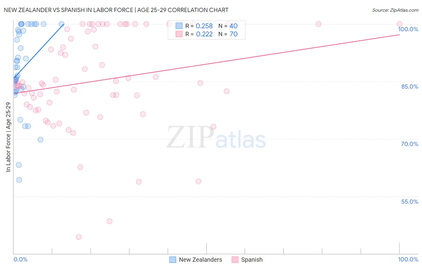 New Zealander vs Spanish In Labor Force | Age 25-29