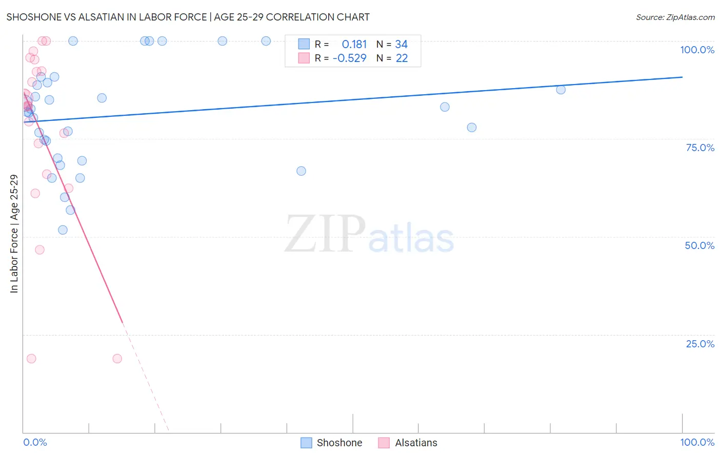 Shoshone vs Alsatian In Labor Force | Age 25-29