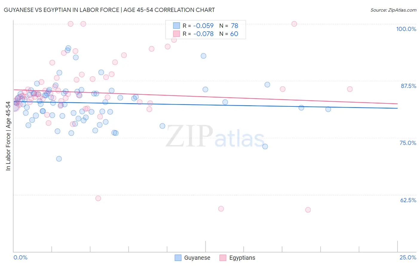 Guyanese vs Egyptian In Labor Force | Age 45-54