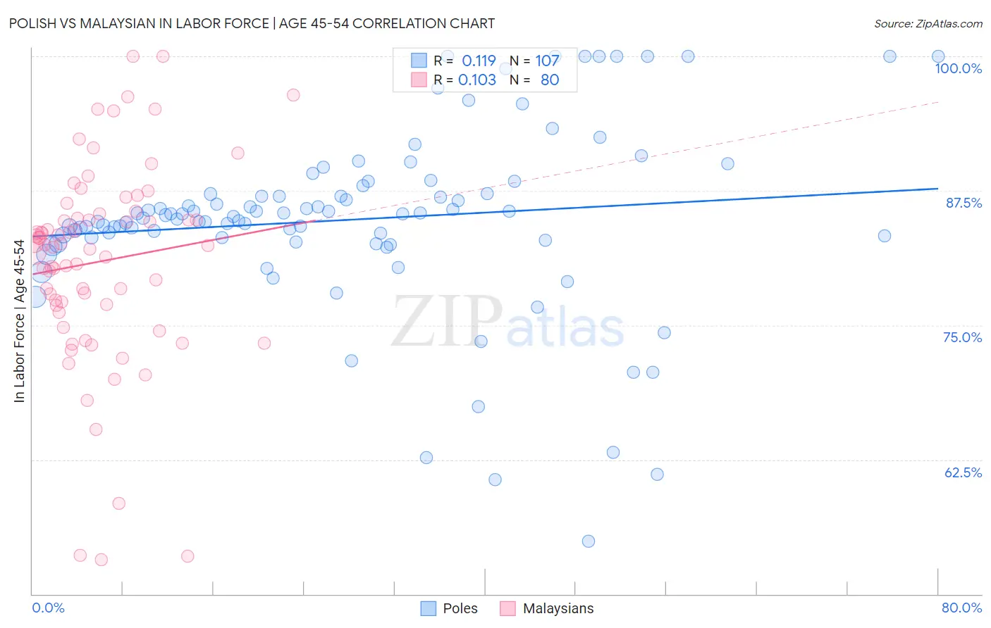 Polish vs Malaysian In Labor Force | Age 45-54