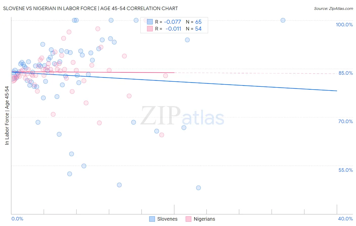 Slovene vs Nigerian In Labor Force | Age 45-54