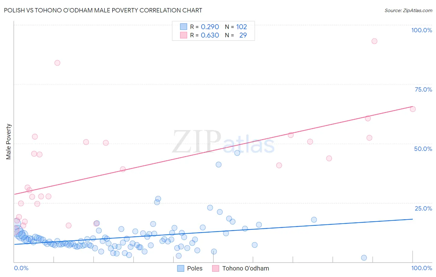 Polish vs Tohono O'odham Male Poverty