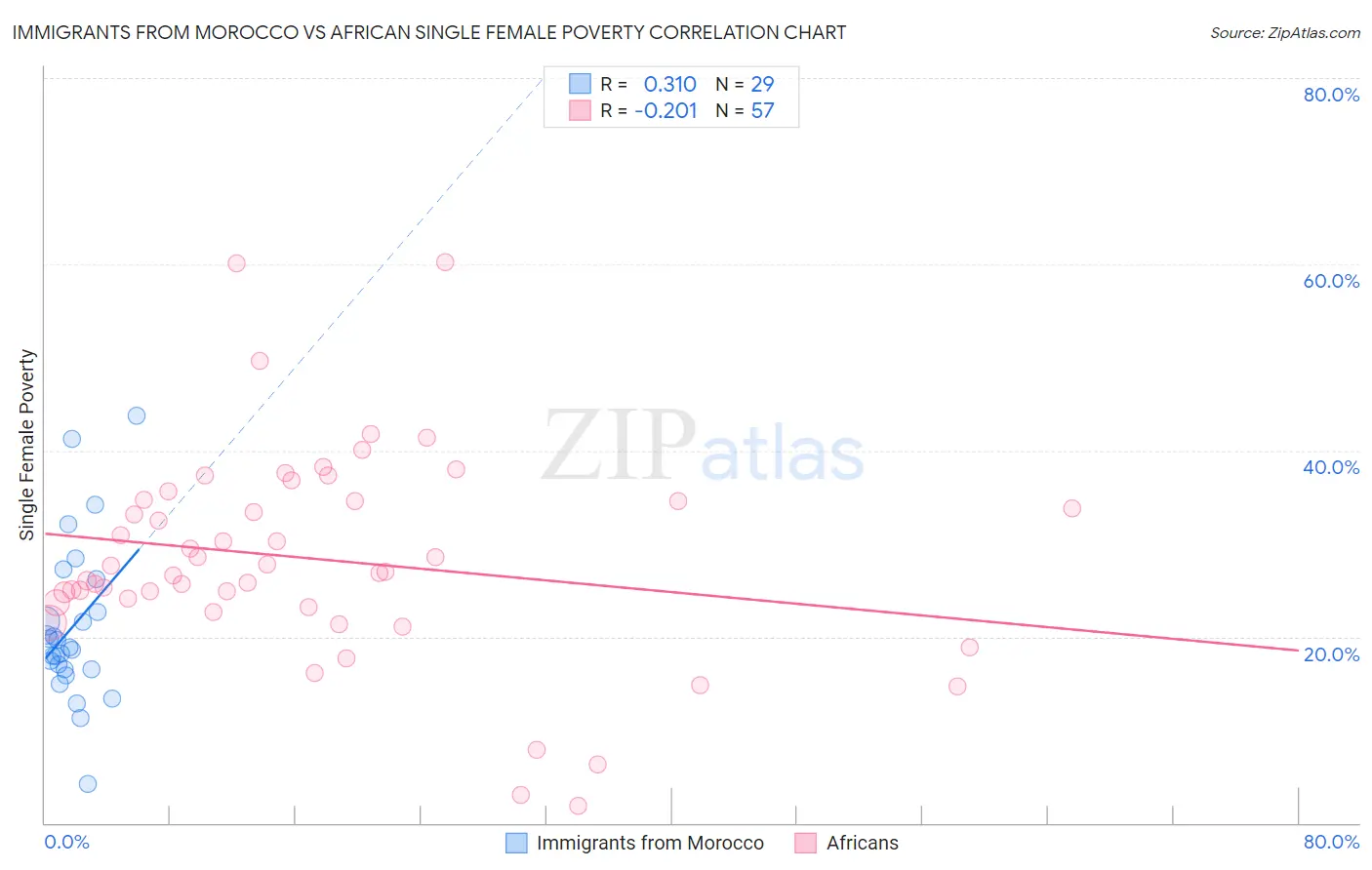 Immigrants from Morocco vs African Single Female Poverty