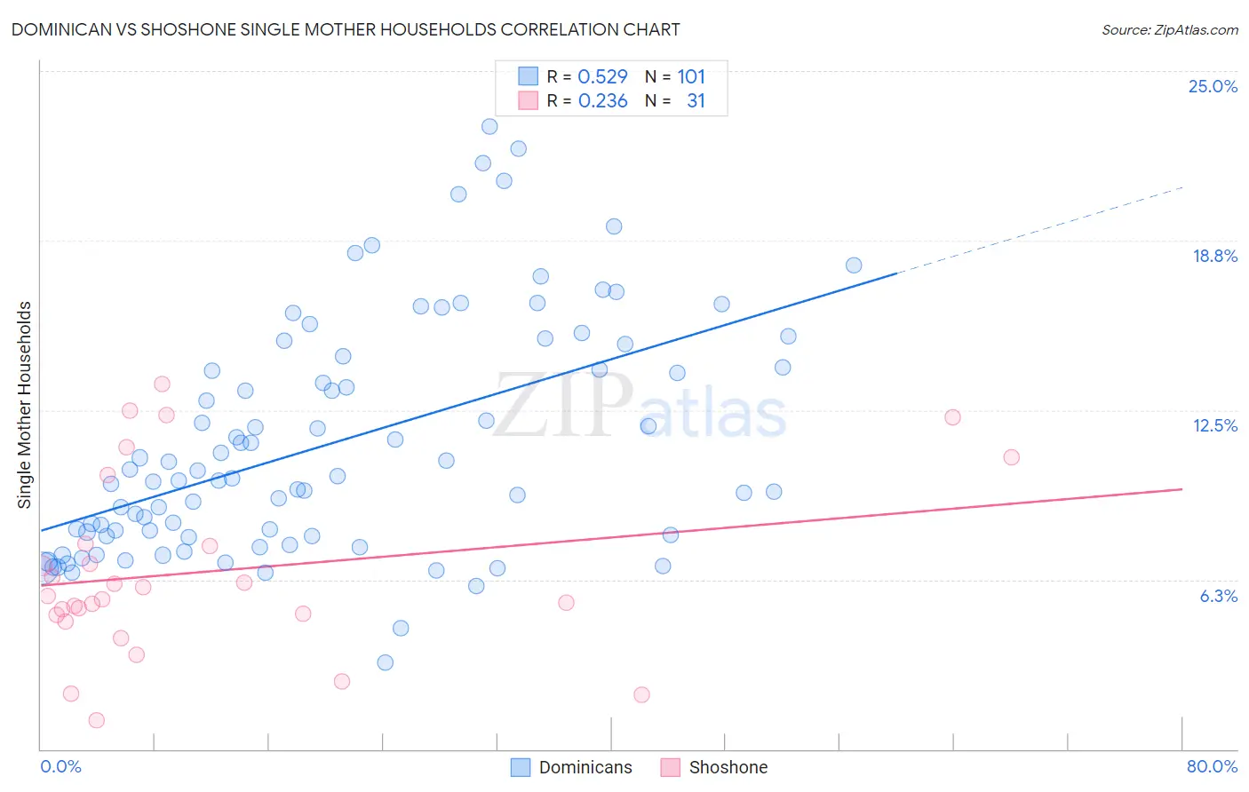 Dominican vs Shoshone Single Mother Households