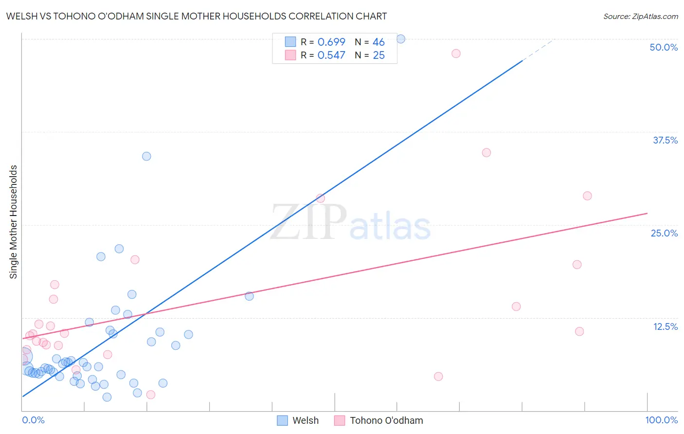 Welsh vs Tohono O'odham Single Mother Households