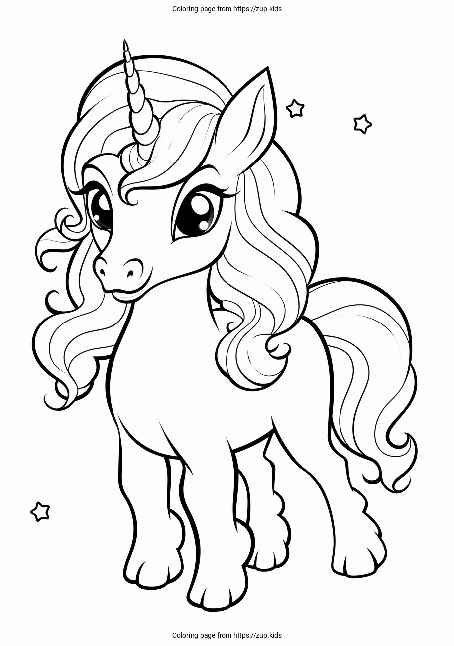 Cute unicorn coloring page from zup.kids