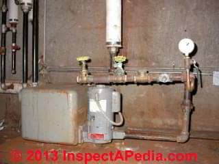 Condensate return sysem on steam heat © D Friedman at InspectApedia.com 